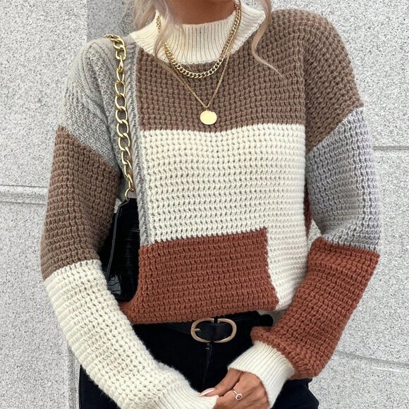 Multicolor Casual Women's Long Sleeve Sweater - Picture 5 of 6